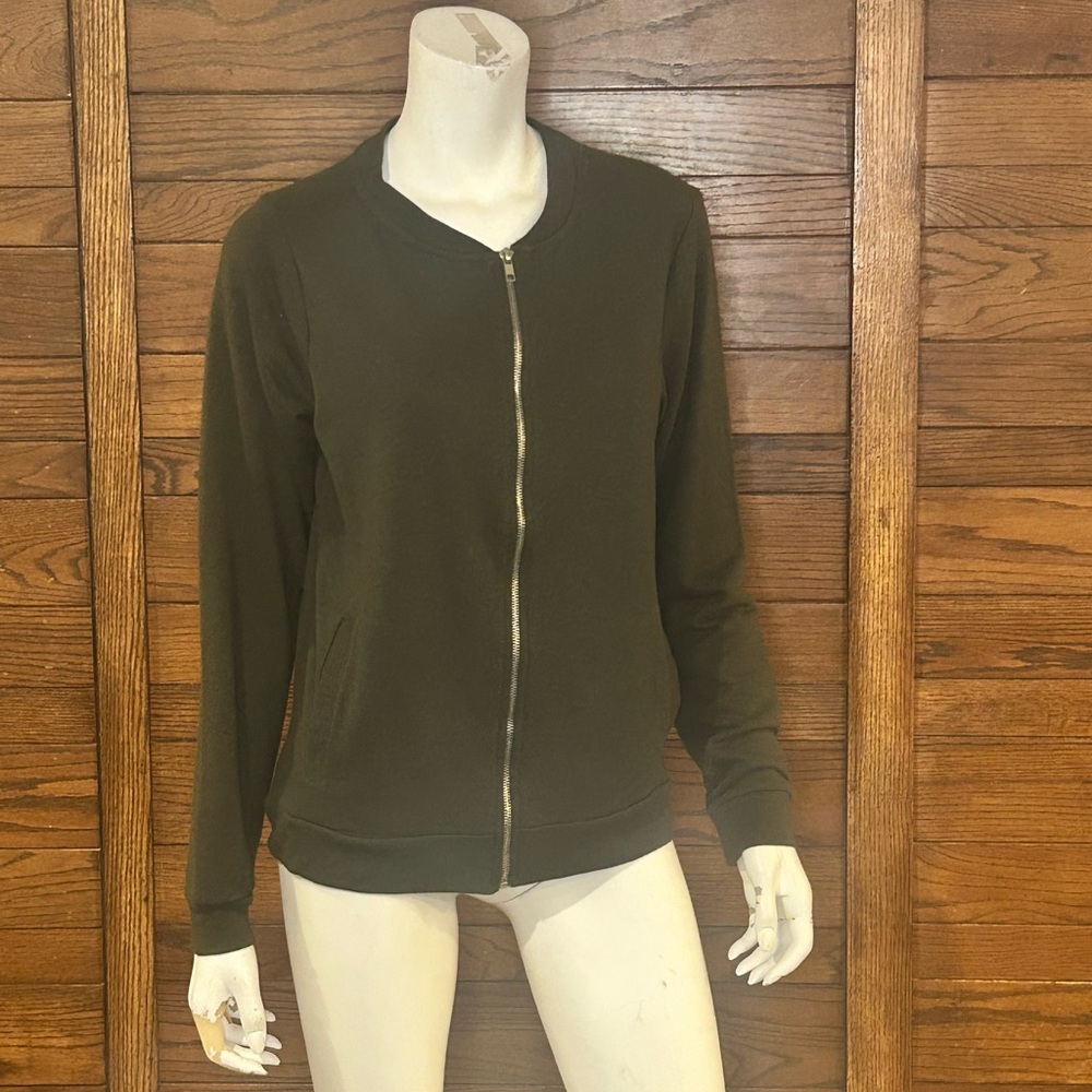 My Style. Medium. Olive Green Women's full zip sweatshirt.